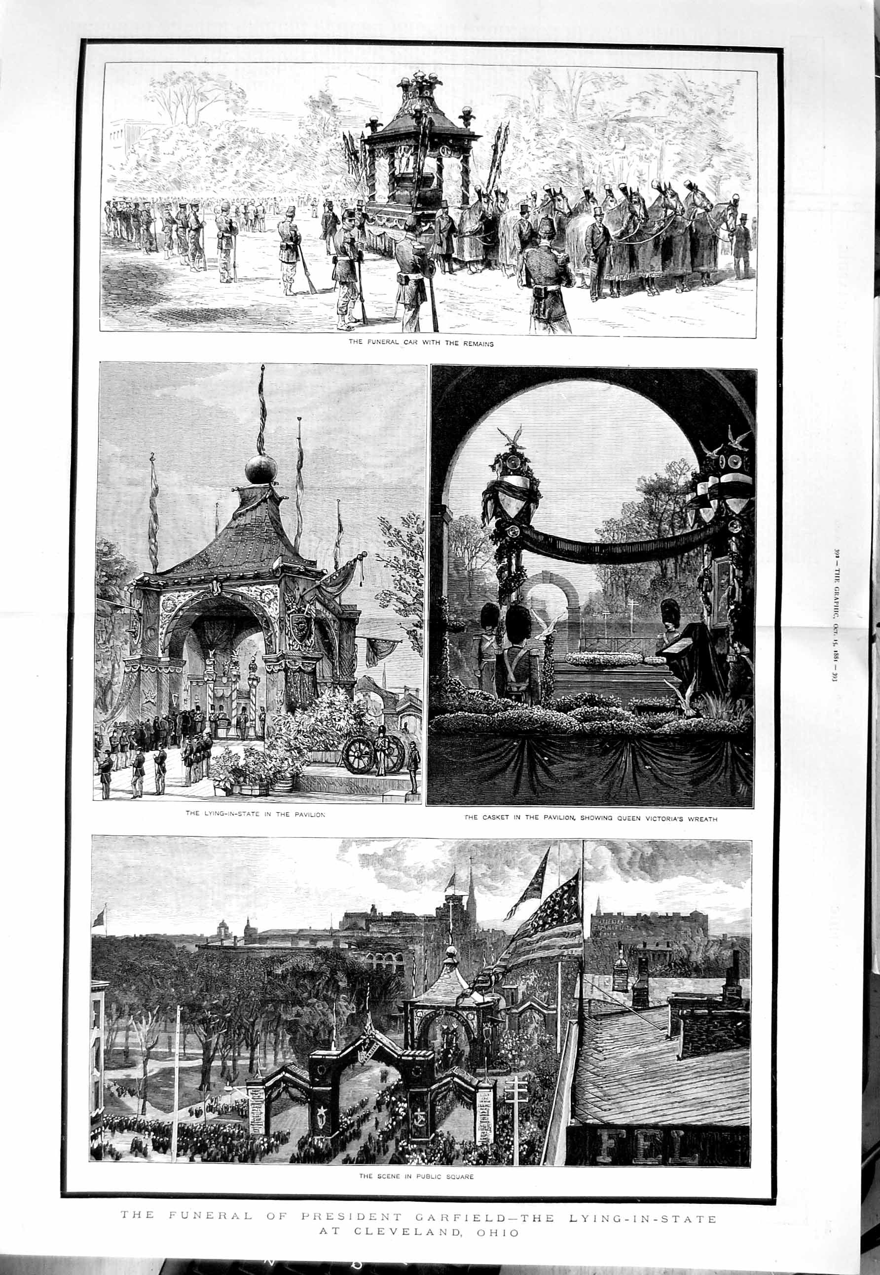 Old Antique Print 1881 Funeral President Garfield Cleveland Ohio America 19th
