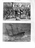 Old Antique Print 1881 Teuton Ship Hanglip Prince Wales Deer Hunting Mar 19th