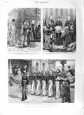 Original Old Antique Print 1881 Swansea Princess Wales Guildhall Pavilion Navy