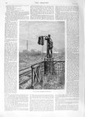 Original Old Antique Print 1881 Man Mail Bag Train Railway Fine Art Victorian