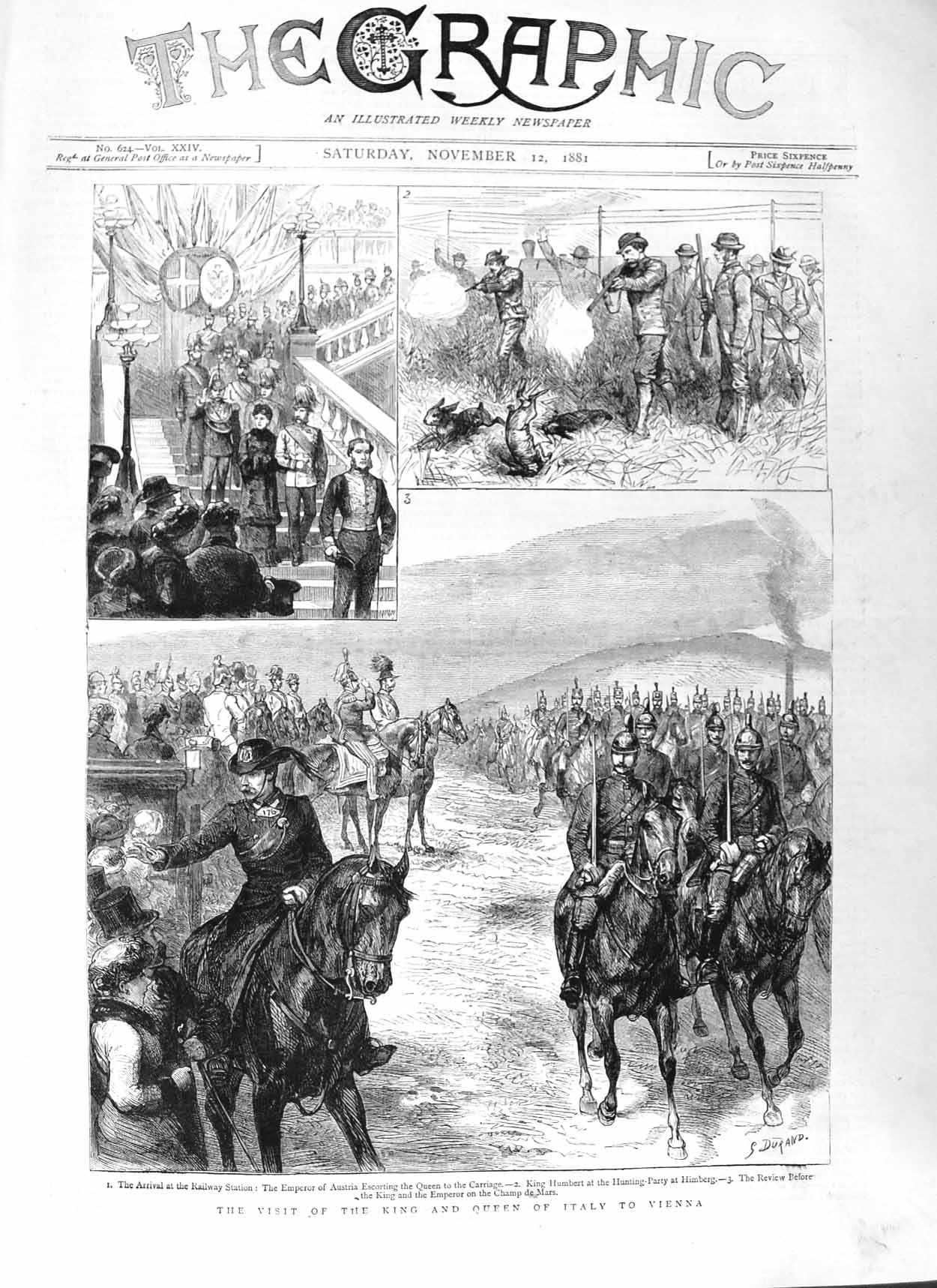 Old Antique Print 1881 King Italy Vienna Railway Station Humbert Himberg 19th