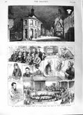Original Old Antique Print 1881 Godalming Electric Light Brighton Court M 19th