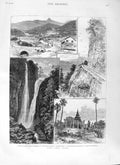 Original Old Antique Print 1881 Ceylon Maskeliya Mountain Railway Rangbodd 19th