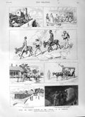 Old Antique Print 1881 Yacht Ceylon Gibraltar Alameda Calesa Egg Market 19th