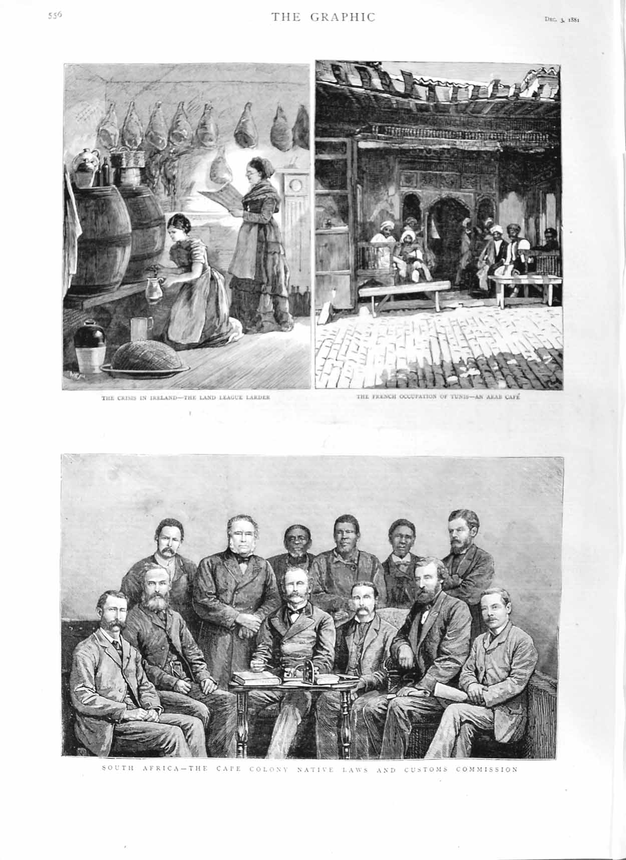 Original Old Antique Print 1881 Africa Cape Colony Customs Commission Ireland