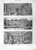 Old Antique Print 1881 Prince Wales Longleat House Wiltshire Architecture 19th