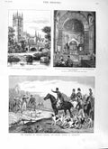 Old Antique Print 1881 Magdalen Bridge Oxford Evangelist Church Ireland 19th