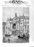 Old Antique Print 1881 Vienna FaÔøΩade Ring Theatre Architecture Fine Art 19th
