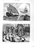 Original Old Antique Print 1881 Ship London Zanzibar War Slave Dhow Constan 19th