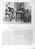Original Old Antique Print 1881 Illustration Story Marion Fay William Small