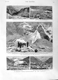 Original Old Antique Print 1881 Bombardment Risikopf Mountains Elm Plattenberg