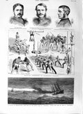 Old Antique Print 1881 Ship Germanic Harworth Military Athletics Lowson 19th