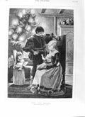 Original Old Antique Print 1881 Christmas Baby Family Children Tree Weeks 19th