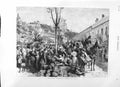 Original Old Antique Print 1881 Christmas Nice France Flower Sellers Horses