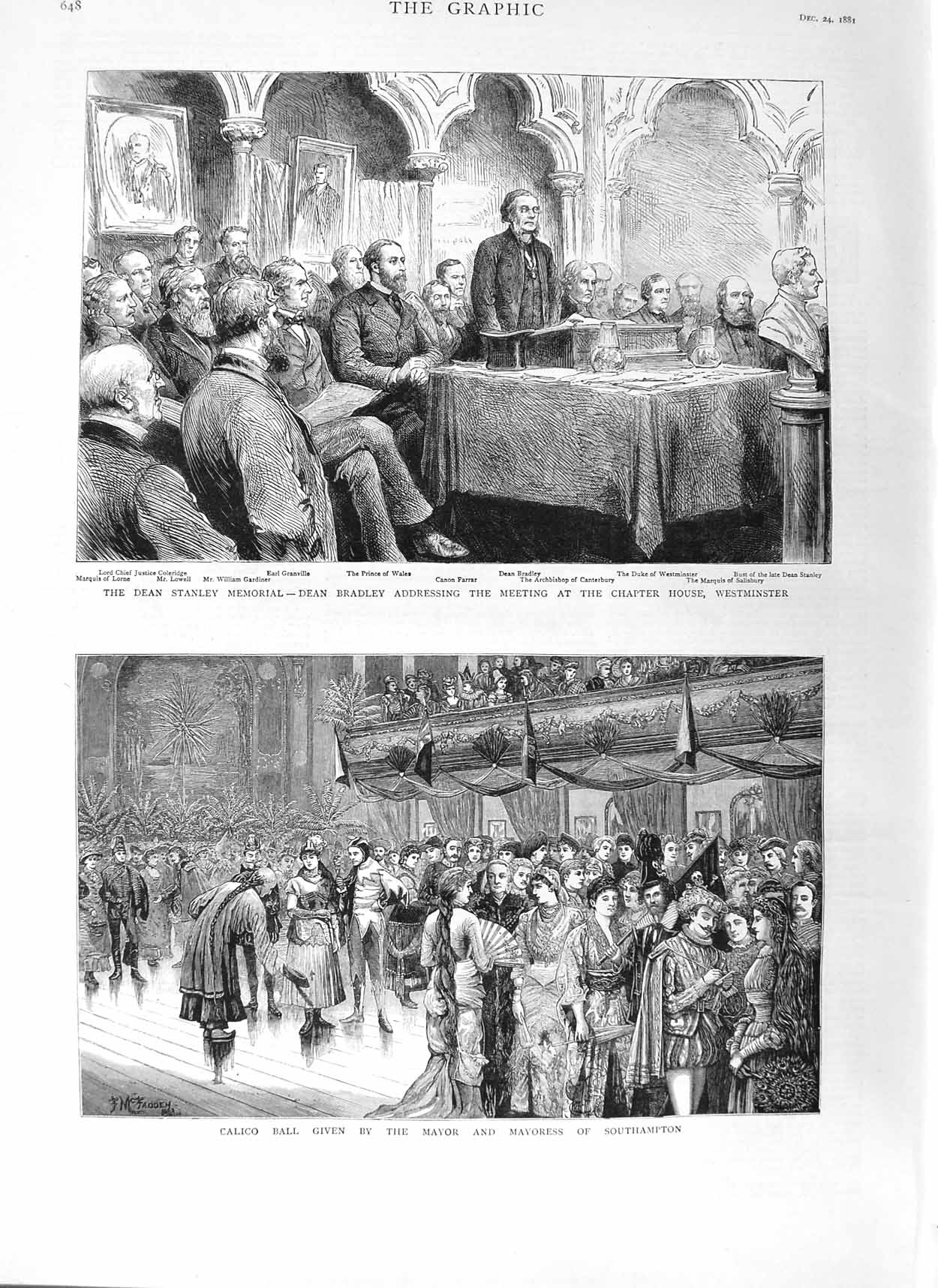 Old Antique Print 1881 Calico Mayor Southampton Dean Stanley Westminster 19th