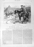 Original Old Antique Print 1881 William Small Little Girl Horse Ponies 19th