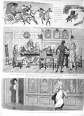 Original Old Antique Print 1881 Christmas Marley Hall Horses Coach Snow Table