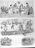 Original Old Antique Print 1881 Christmas Horses Hunting Dogs Country Colour