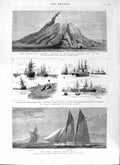 Old Antique Print 1882 Pyramid Meydoon Maspero Port Said Ships Suez Slave 19th