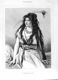 Original Old Antique Print 1882 Portrait Rosa Gipsy Girl Portaels F Victorian