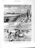 Original Old Antique Print 1882 Marquis Lorne Prairie Rockies Mountains Indians