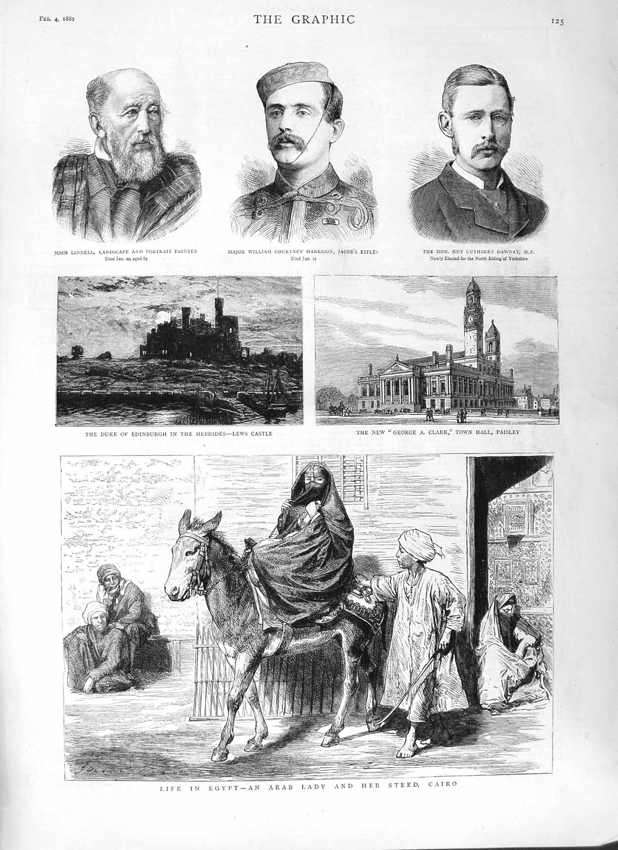 Old Antique Print 1882 Egypt Arab Horse Cairo Duke Edinburgh Lews War Men 19th