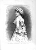 Original Old Antique Print 1882 Mrs Langtry Hardcastle Theatre Stoops Conquer