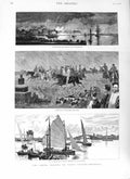 Old Antique Print 1882 Drag Hunt Ariadne Princes Shooting Boat Kas-Hing 19th