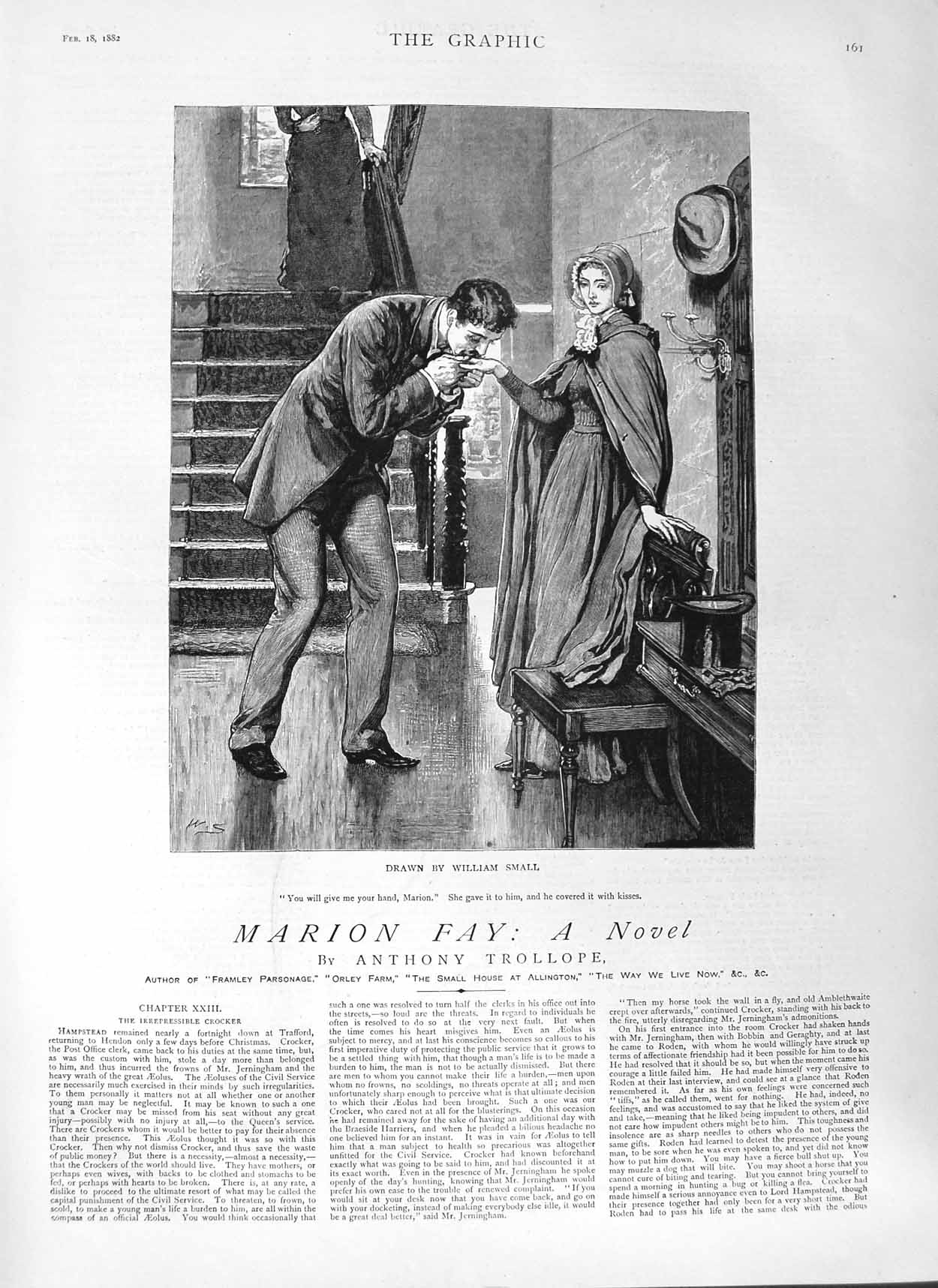Antique Old Print Ref.314 1882 Illustration Story Marion Fay Anthony Trollope