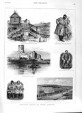 Original Old Antique Print 1882 Siberia Lansdell GMine Kara Castle Wiborg Art