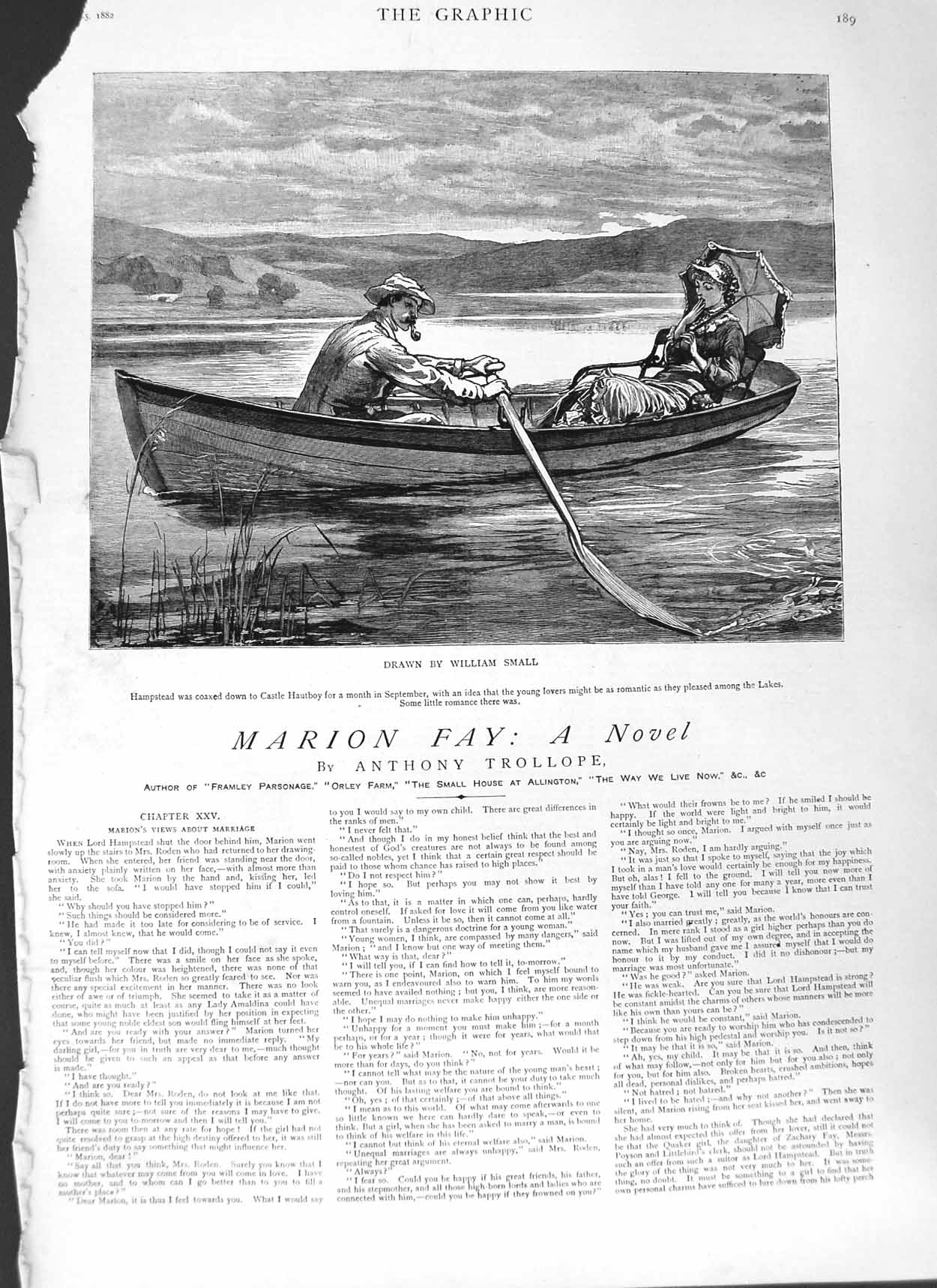 Antique Old Print Ref.313 1882 Illustration Story Marion Fay Anthony Trollope