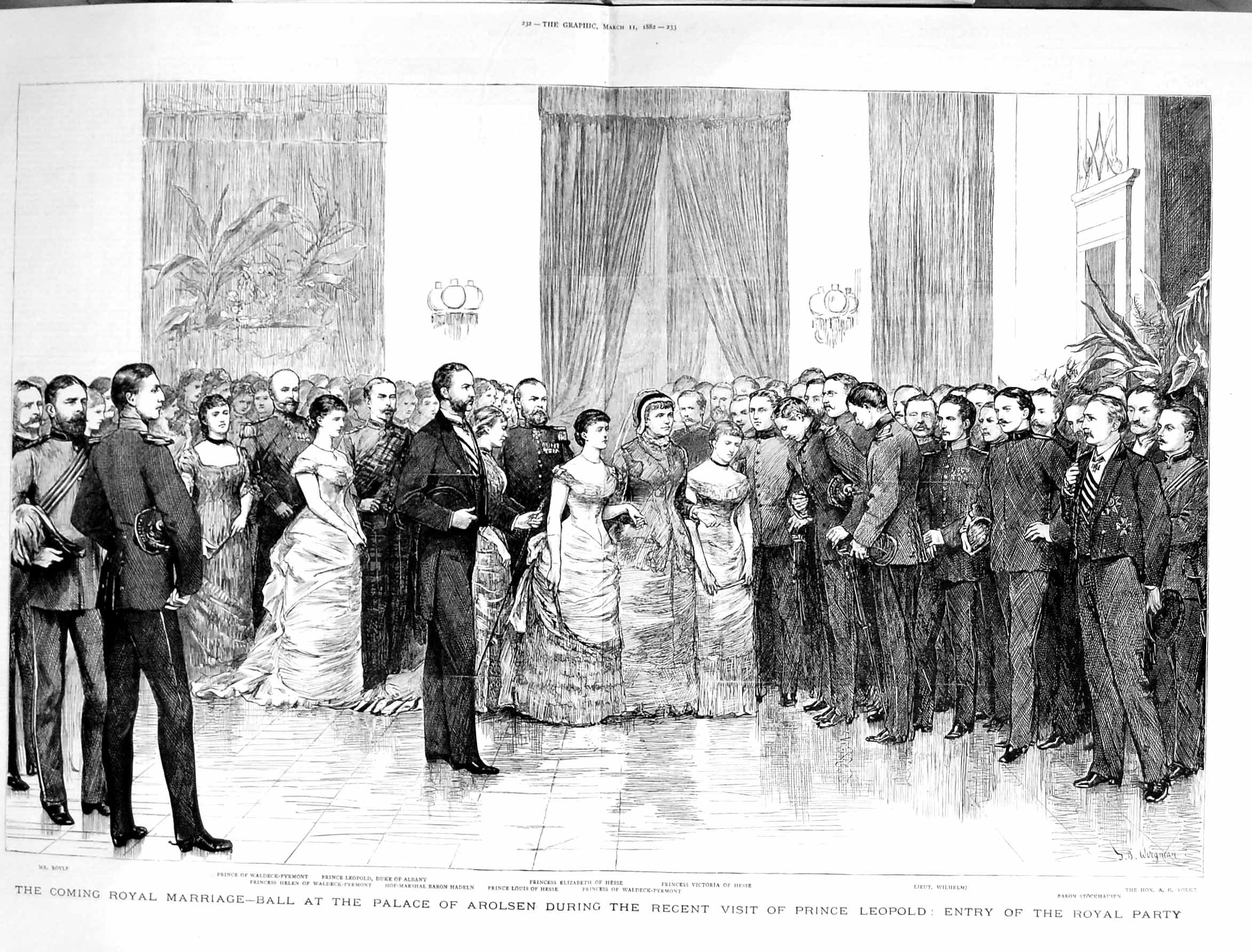 Original Old Antique Print 1882 Prince LeopPalace Arolsen Duke Albany Hesse