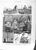 Original Old Antique Print 1882 Crystal Palace Electrical Exhibition Train Ship