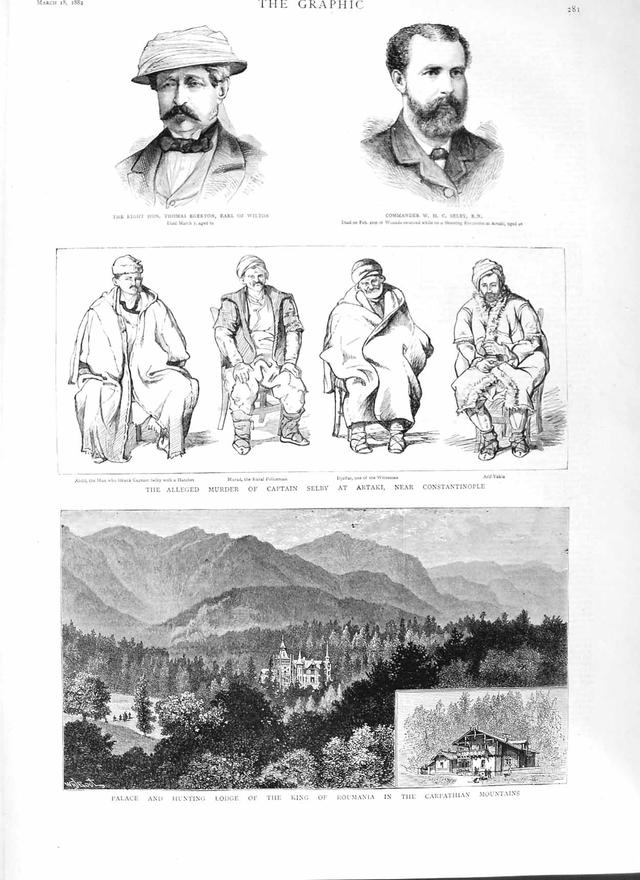 Old Antique Print 1882 Palace Hunting Lodge King Roumania Artaki Wilton 19th