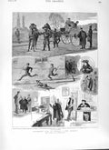 Old Antique Print 1882 University Life Oxford Proctor Billiards Students 19th