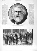 Antique Old Print *3086 1882 Henry Wadsworth Longfellow Constantinople Sultan