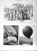 Old Antique Print 1882 Colonel Burnaby Balloon Tottie Dog Rational Dress 19th
