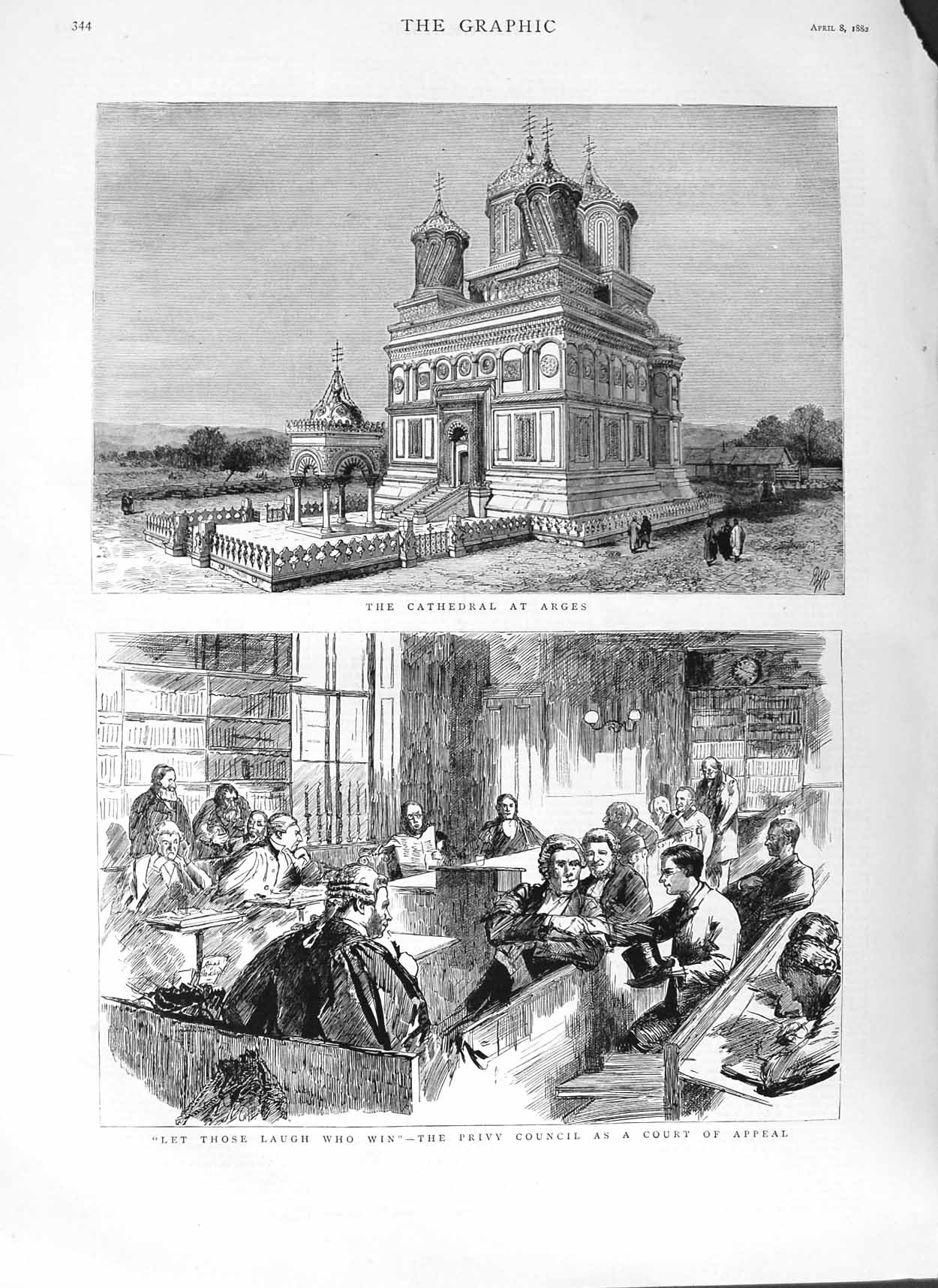 Old Antique Print 1882 Cathedral Arges Privy Council Court Appeal Scene 19th