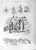 Old Antique Print 1882 Yacht Ceylon Madras India Native Cricketers Sport 19th