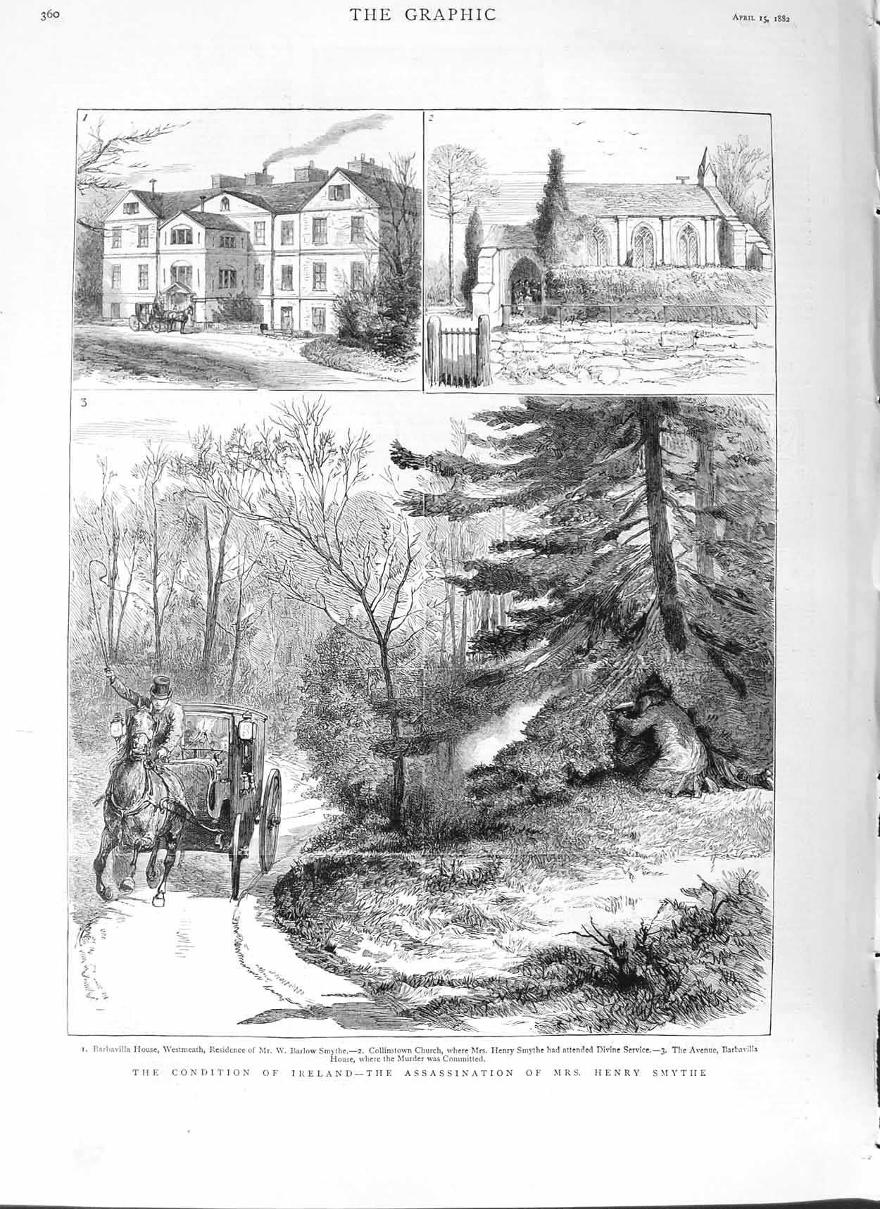 Original Old Antique Print 1882 Ireland Assassination Henry Smythe Bar Victorian
