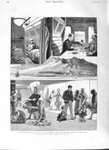 Original Old Antique Print 1882 Ship Journey Overland Route Passengers Peshawur