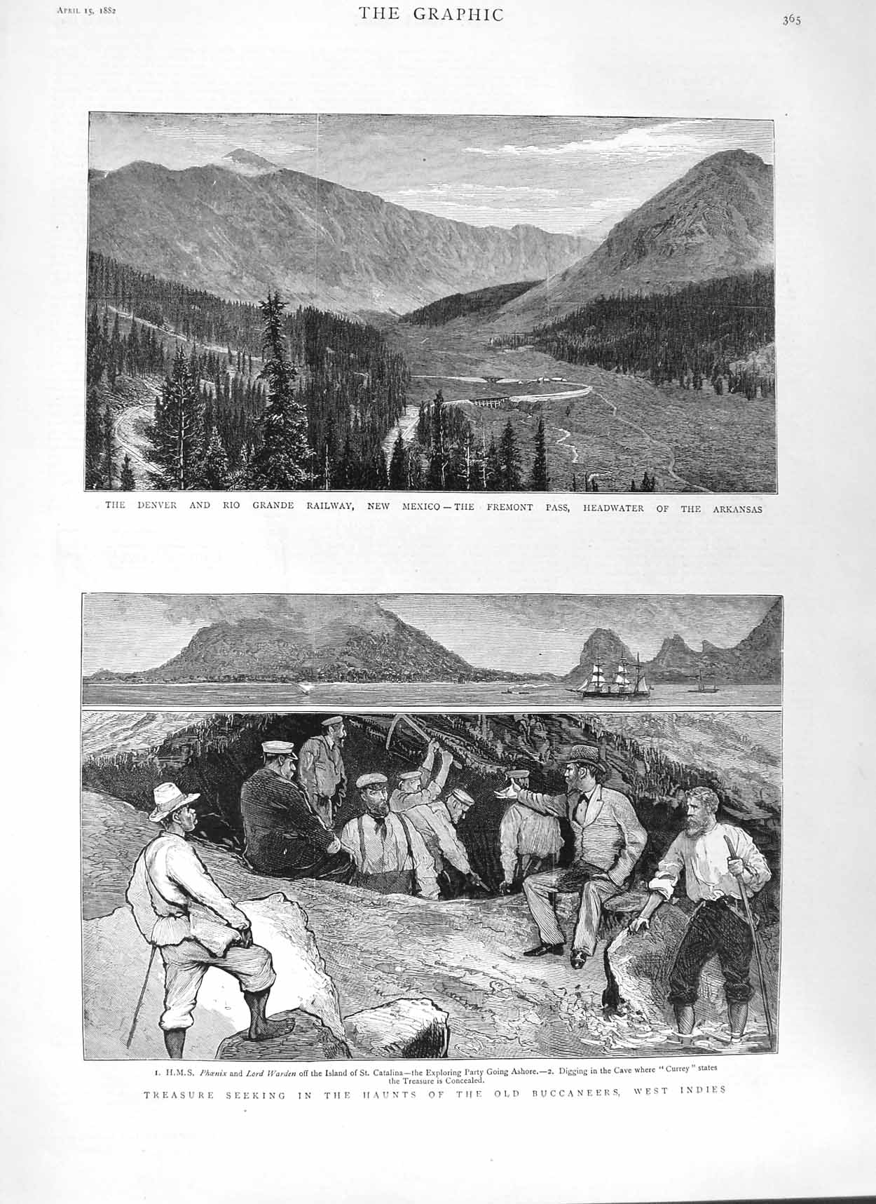 Old Antique Print 1882 Denver Rio Grande Railway Mexico Ship Phoenix Army 19th
