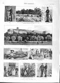 Old Antique Print 1882 Mexico Chapultepec Cerro Campanas Merchants Pulque 19th