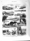 Original Old Antique Print 1882 Cannes France Villa George Marguerite Cemetery