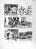 Original Old Antique Print 1882 Yacht Ceylon Penang Malay Village Fisherman 19th
