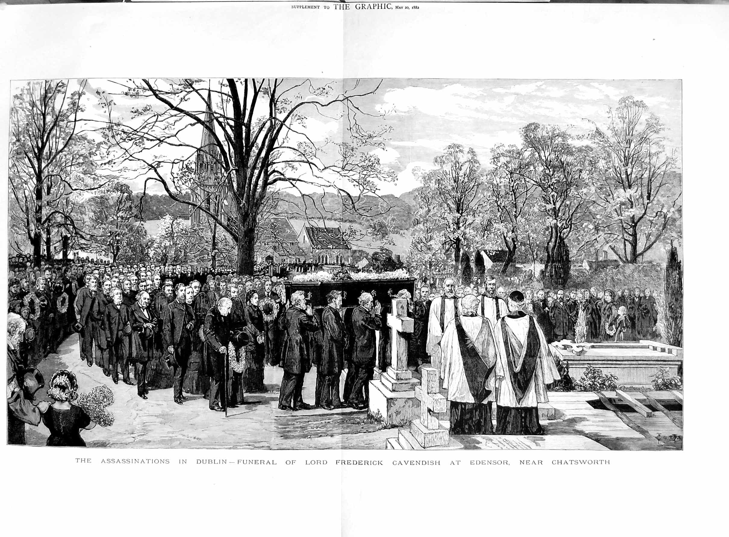 Old Antique Print 1882 Assassination Lord Cavendish Burke Dublin Castle 19th