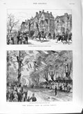 Original Old Antique Print 1882 Queen Epping Forest Elizabeth Lodge Bee 19th