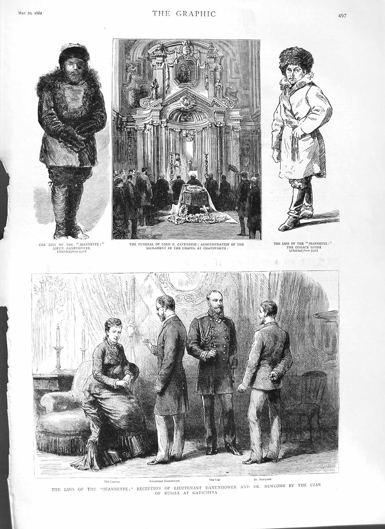 Old Antique Print 1882 Funeral Cavendish Jeannette Danehower Czar Russia 19th