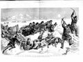 Original Old Antique Print 1882 Jeannette Ship Wreck Survivors Snow Camp Dogs