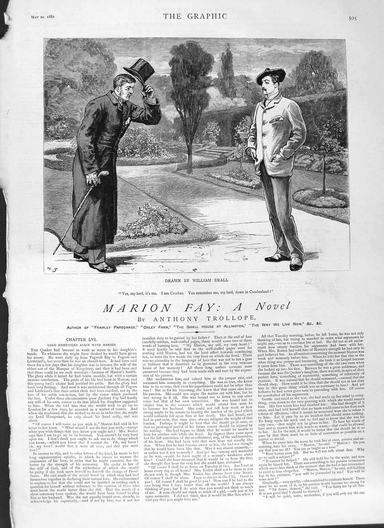Original Old Antique Print 1882 Illustration Marion Fay Anthony Trollope Story